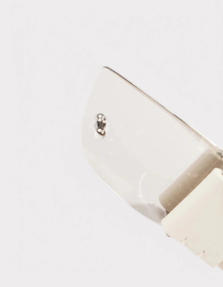 Shield Belt Soap Leather Cream White / Silver