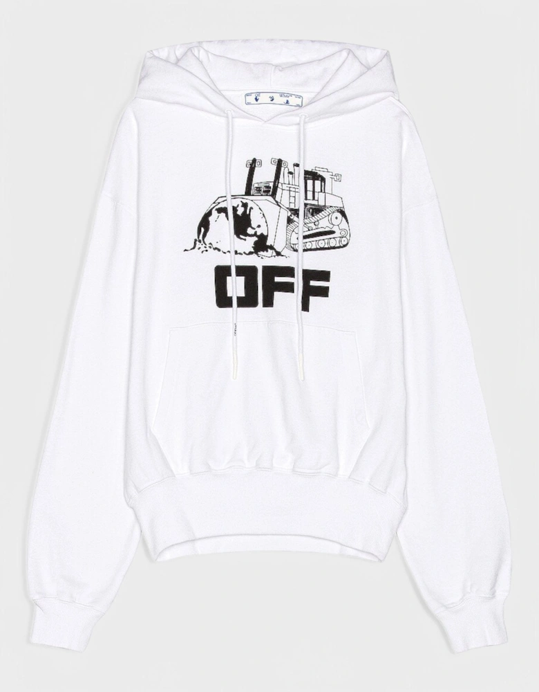 Oversized Fit World Catepilla Print Hoodie White
