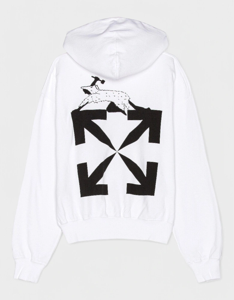 Oversized Fit World Catepilla Print Hoodie White