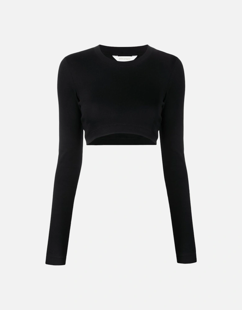 Fitted Ribbed Long Sleeve Tee Black