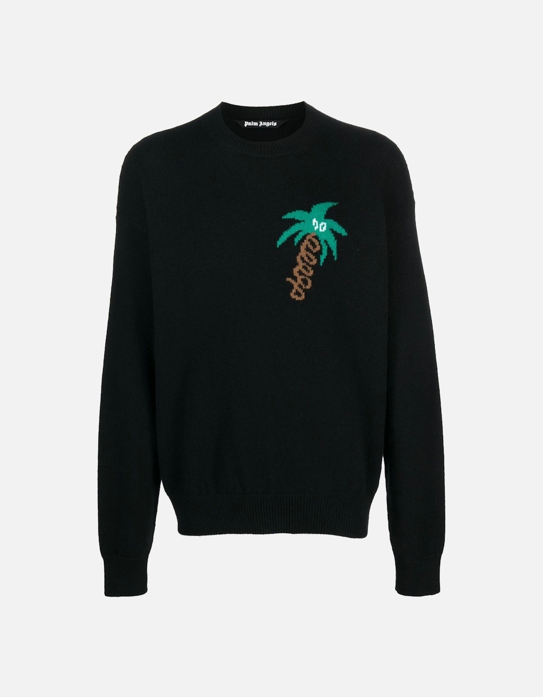 Sketchy Intarsia Knit Sweater Black Green, 6 of 5