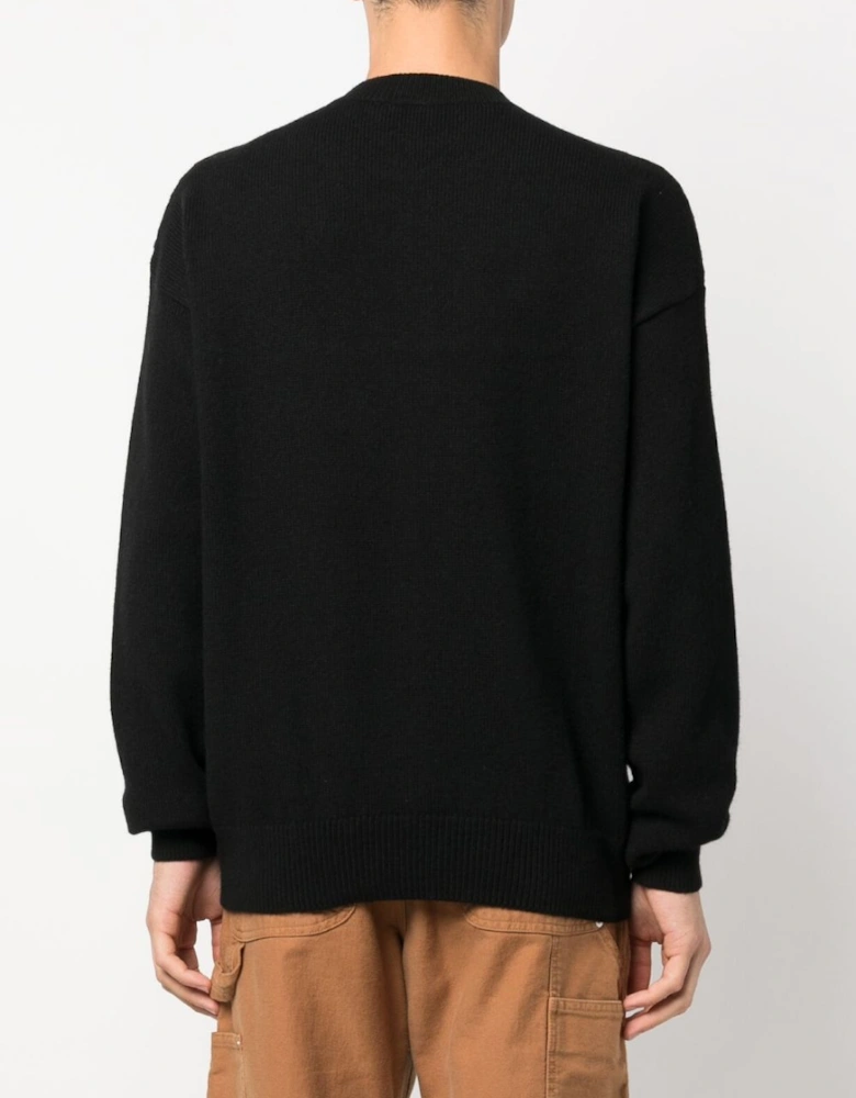 Sketchy Intarsia Knit Sweater Black Green