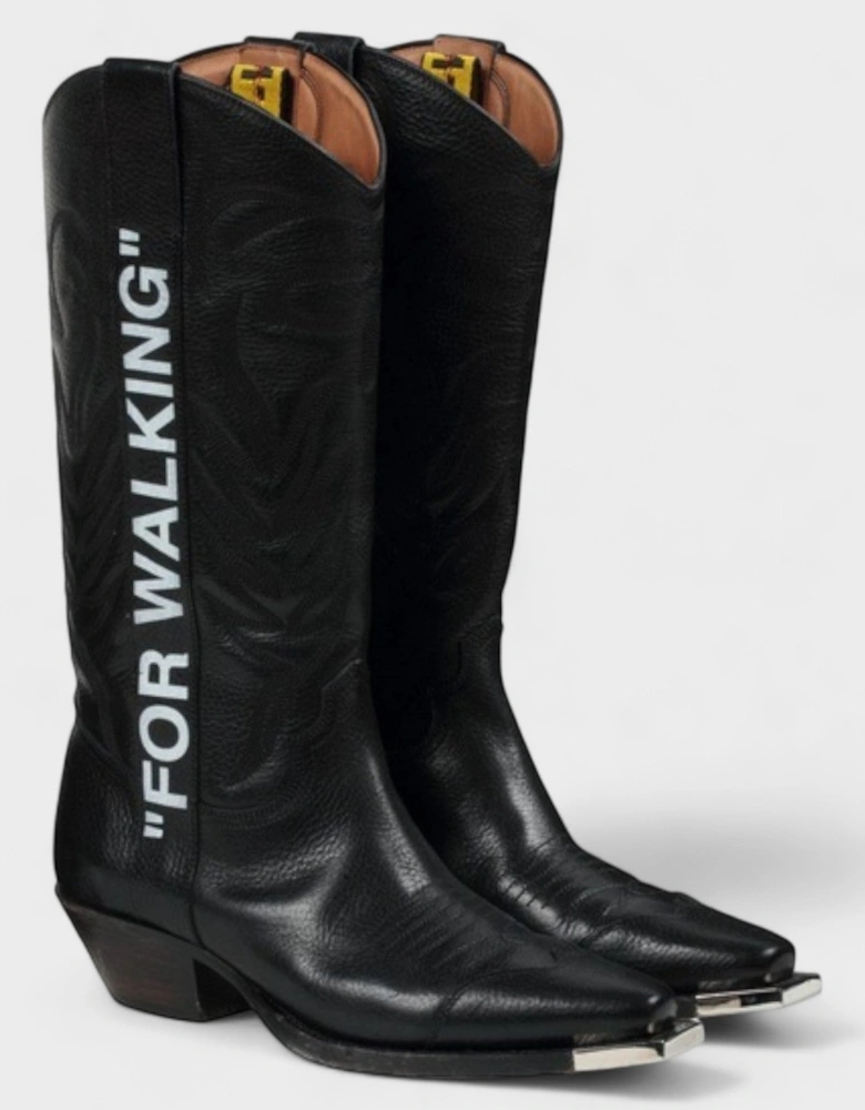 For Walking Leather Western Boots Black