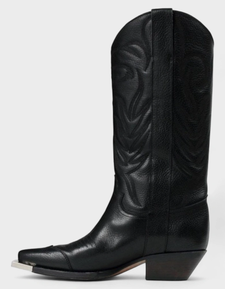For Walking Leather Western Boots Black