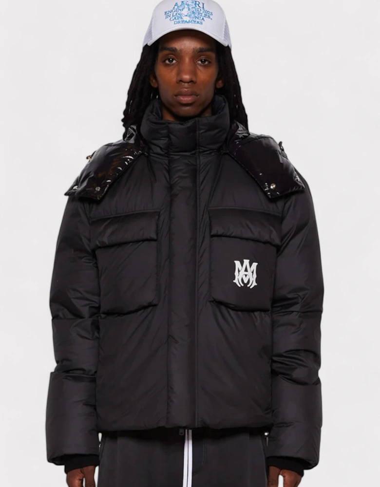 Hooded Down Puffer Jacket Black M