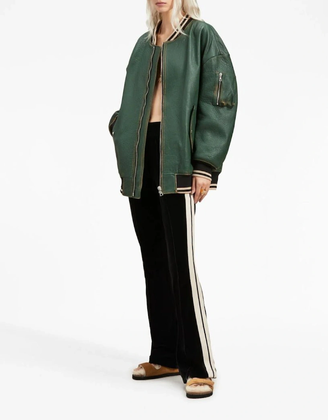 Velvet Flare Track Pants Black
