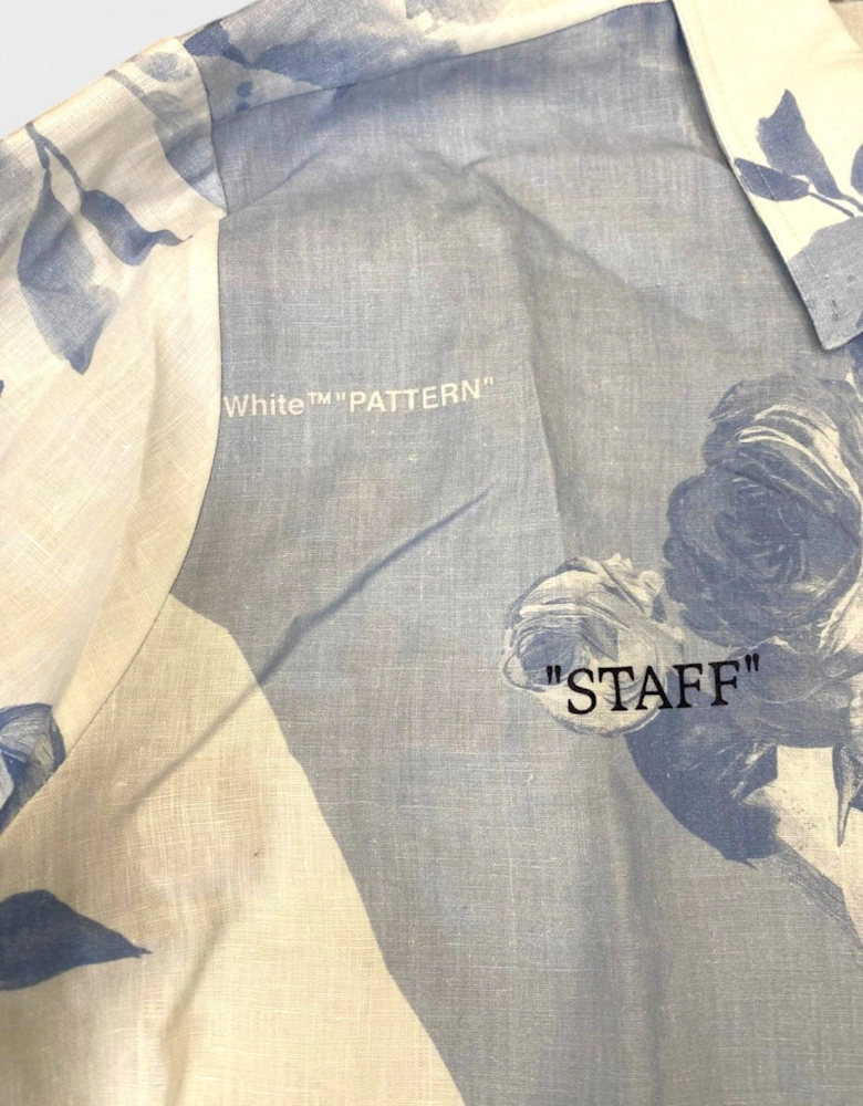 Staff Flowers Linen Shirt Blue