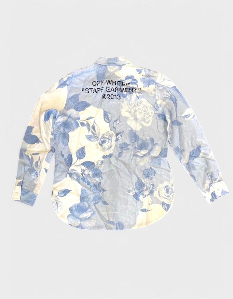 Staff Flowers Linen Shirt Blue