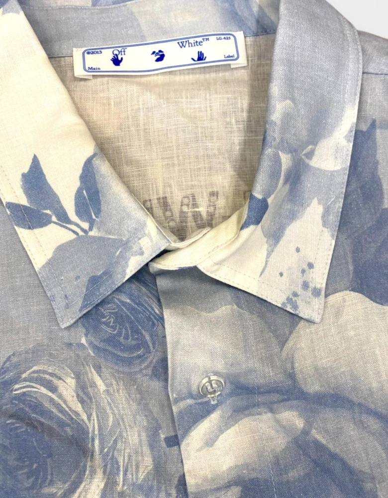Staff Flowers Linen Shirt Blue