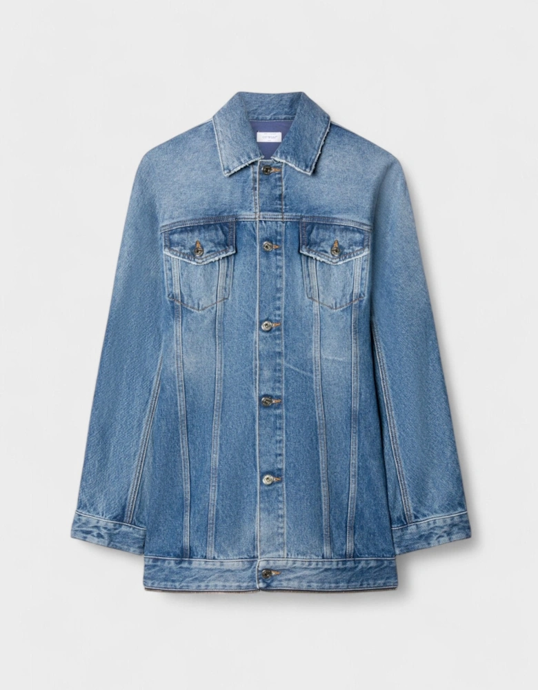Round Zip Dress Denim Blue