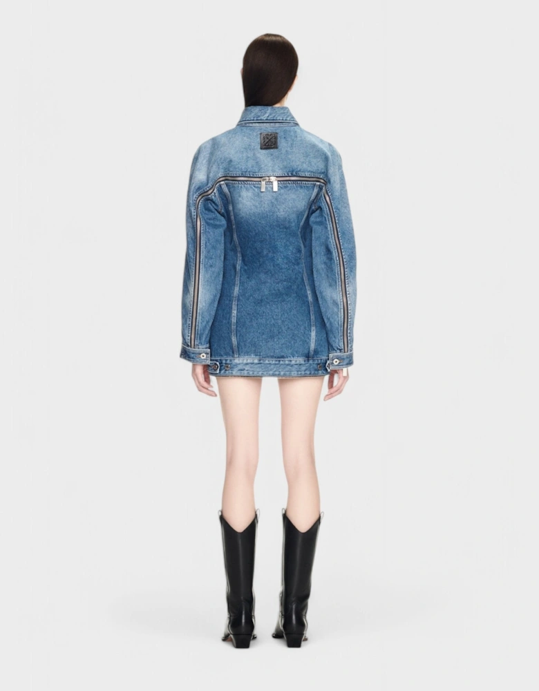 Round Zip Dress Denim Blue