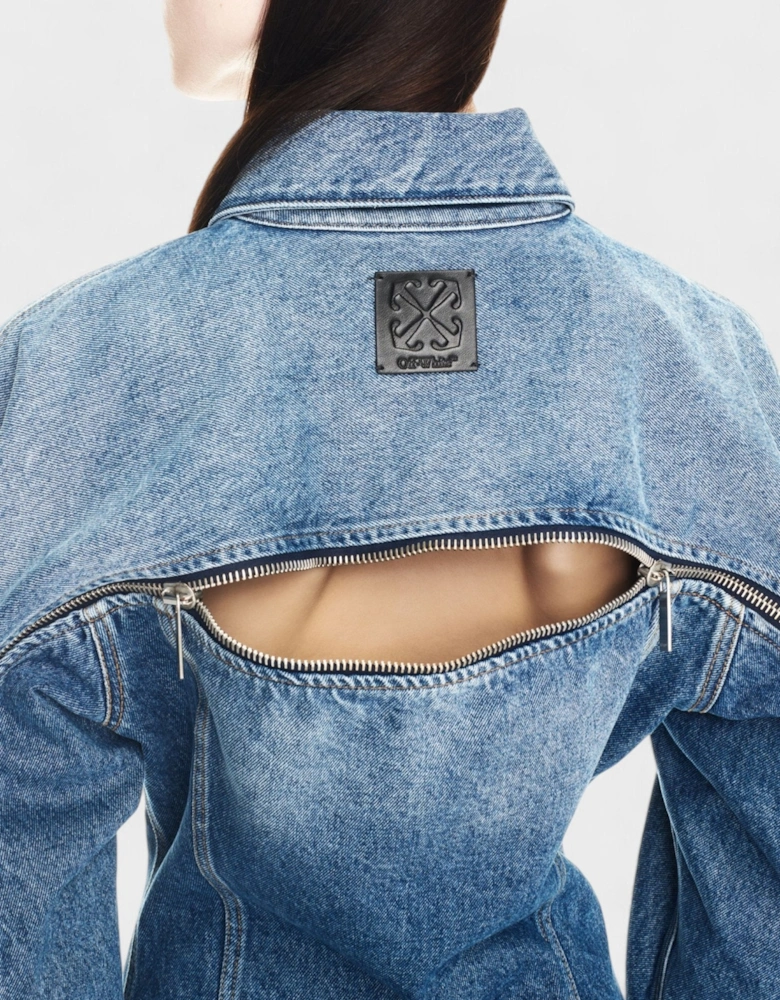 Round Zip Dress Denim Blue