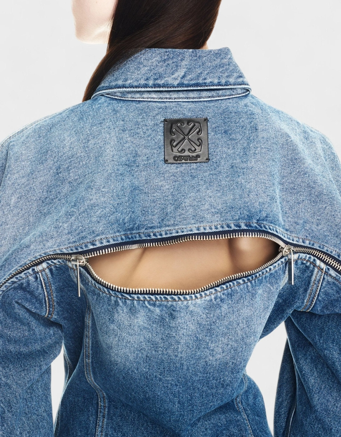 Round Zip Dress Denim Blue