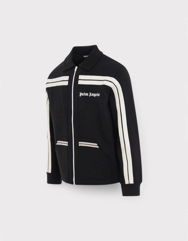 Shirt Collar Knit Track Jacket Black