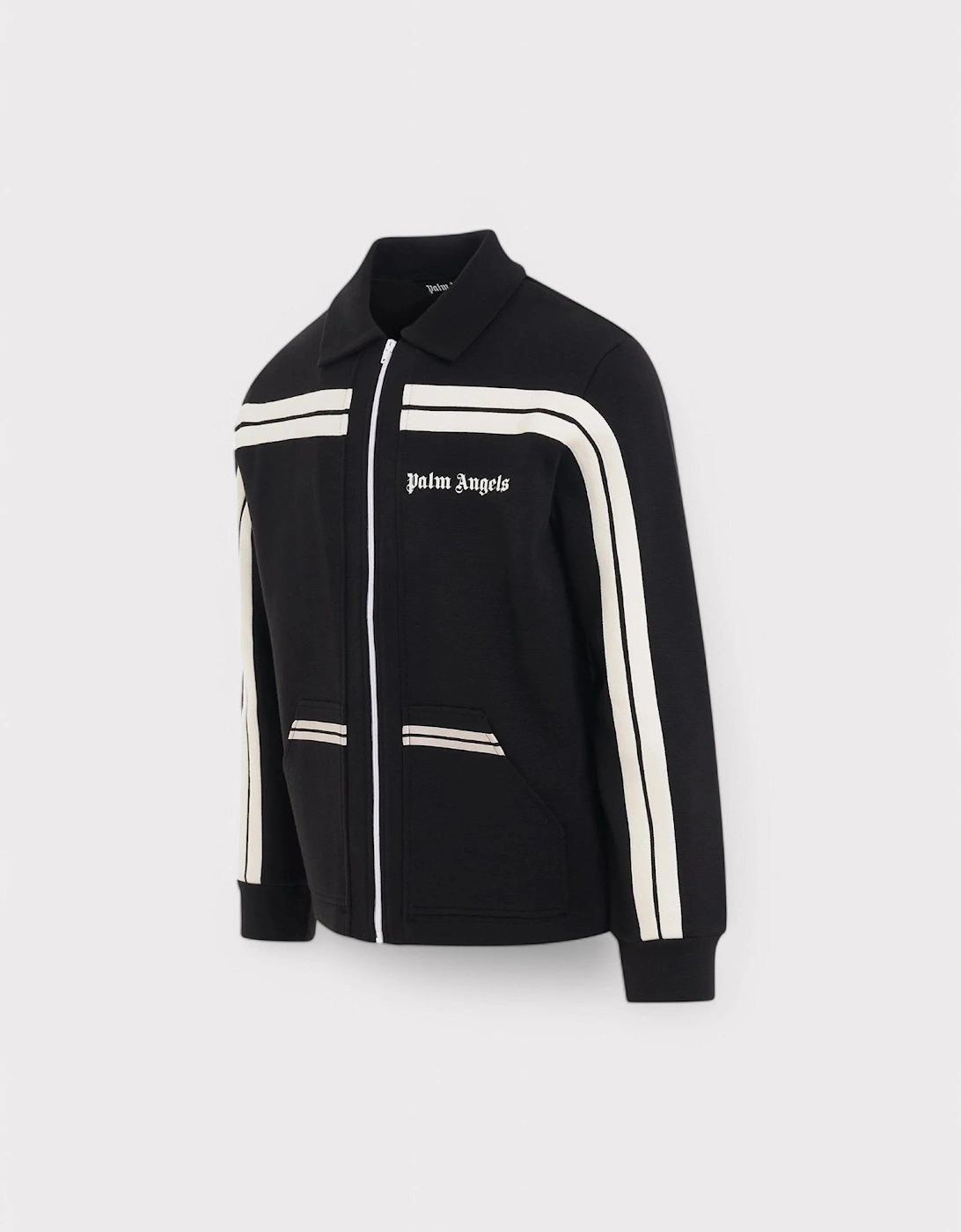 Shirt Collar Knit Track Jacket Black