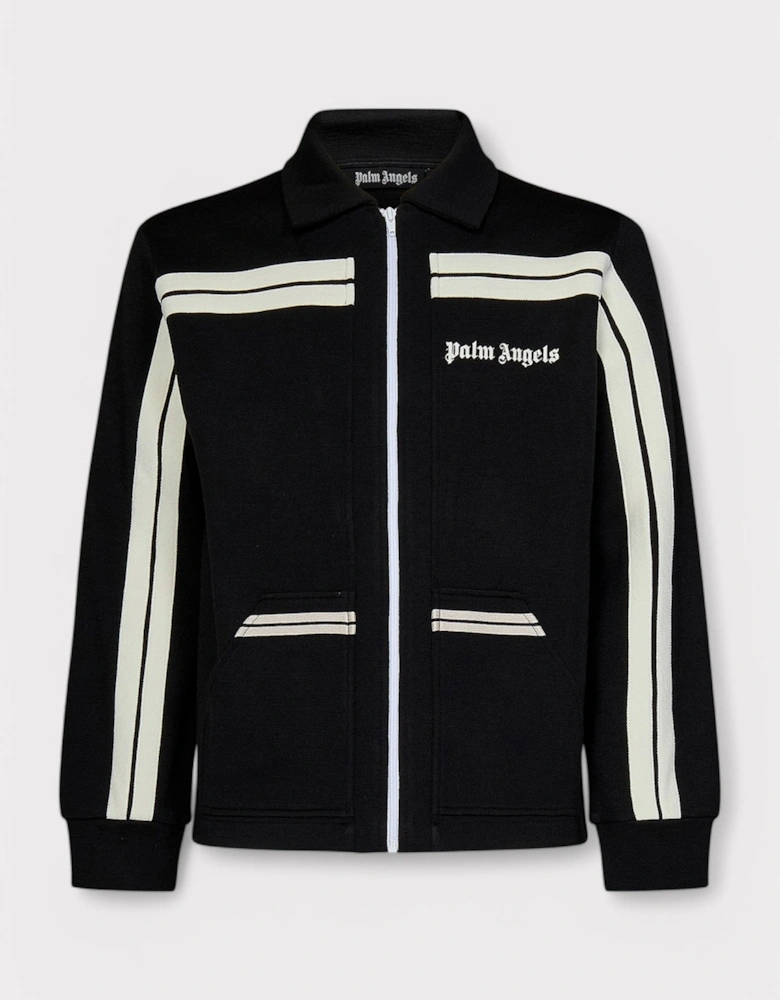 Shirt Collar Knit Track Jacket Black