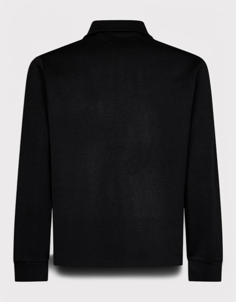 Shirt Collar Knit Track Jacket Black
