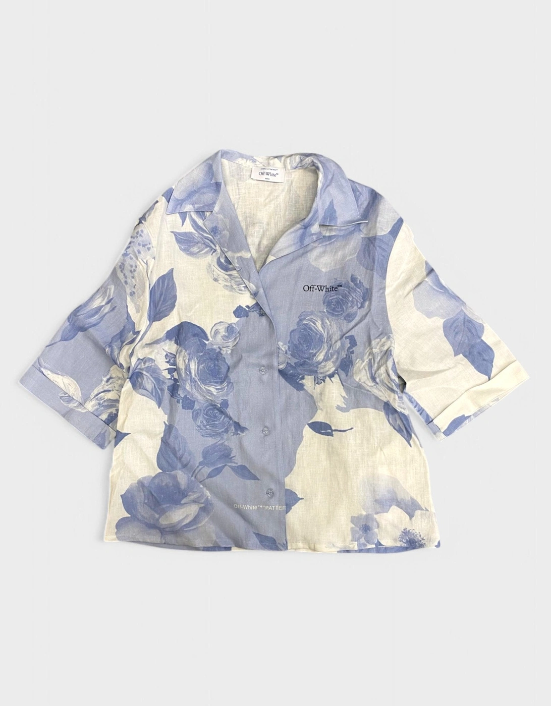 Staff Flowers Linen Shirt Blue, 6 of 5