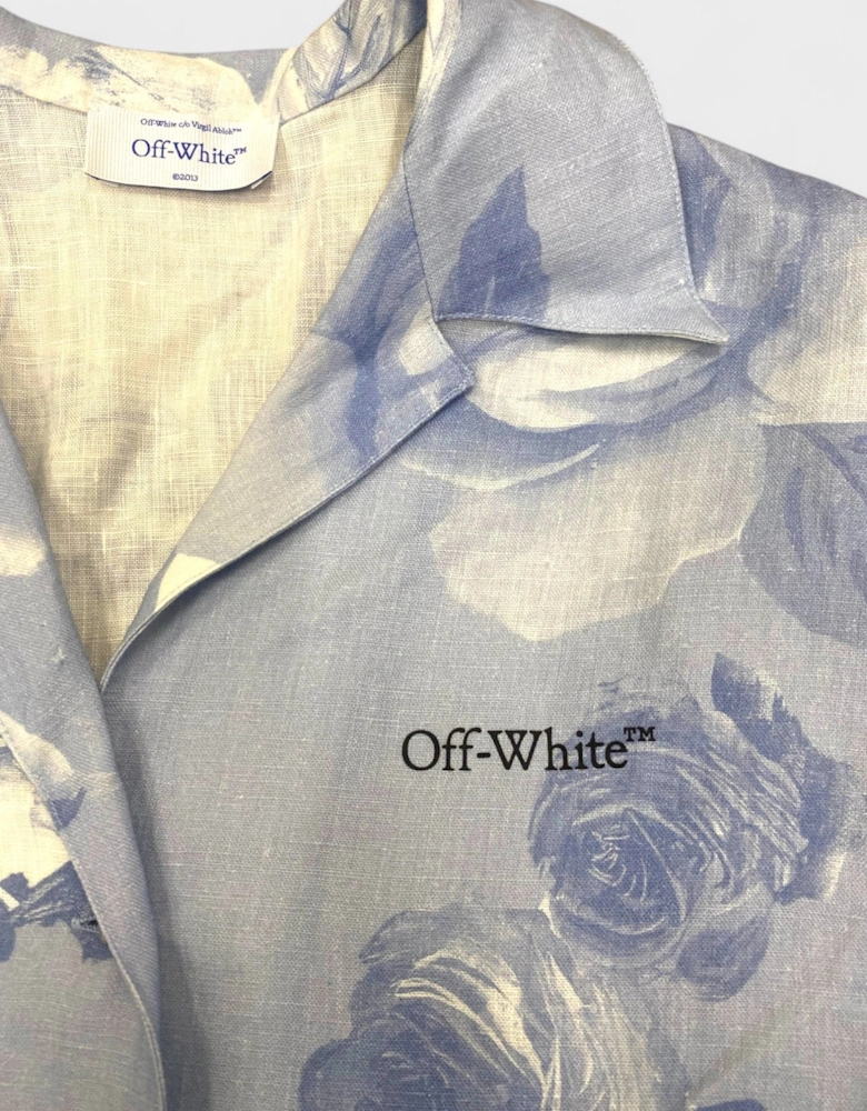 Staff Flowers Linen Shirt Blue