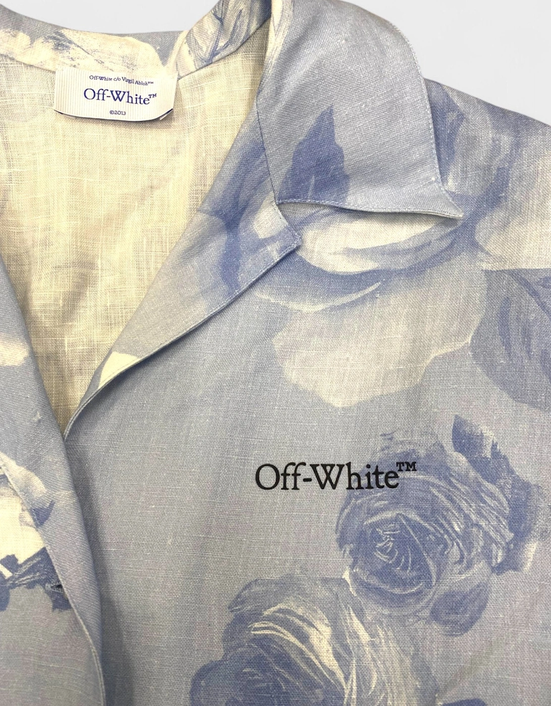 Staff Flowers Linen Shirt Blue