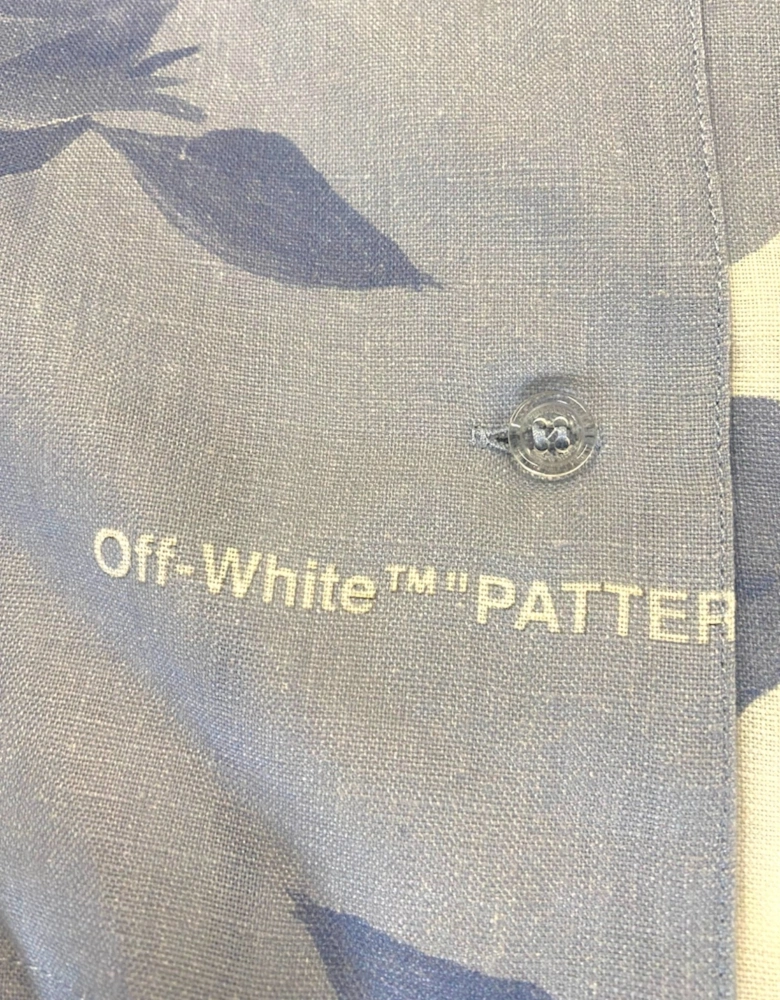 Staff Flowers Linen Shirt Blue