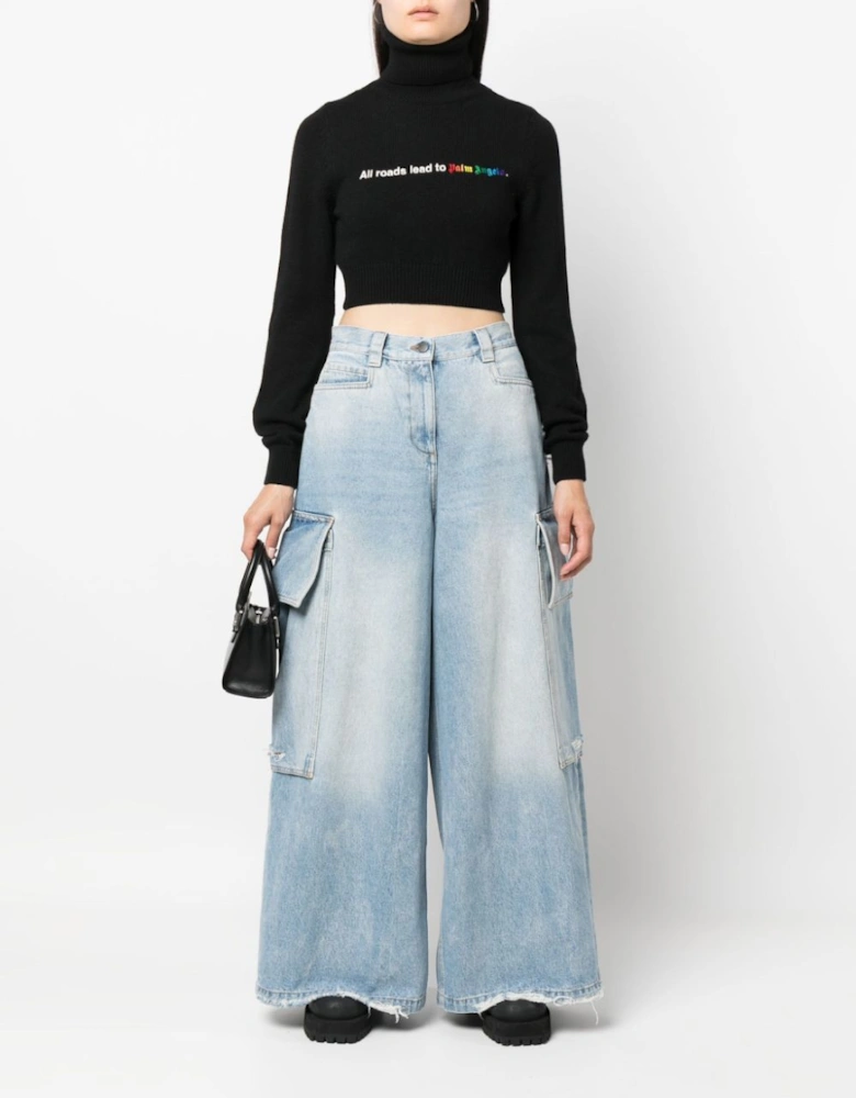 All Roads Cropped Turtleneck Jumper Black