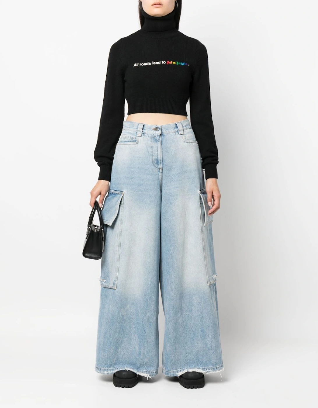 All Roads Cropped Turtleneck Jumper Black