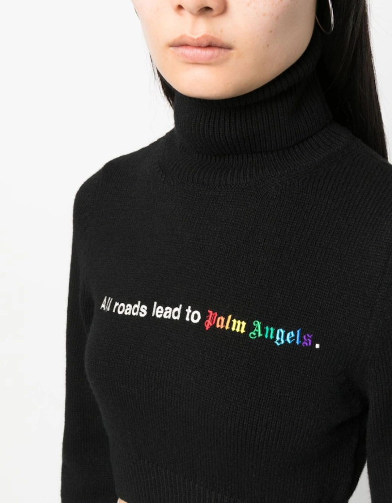 All Roads Cropped Turtleneck Jumper Black