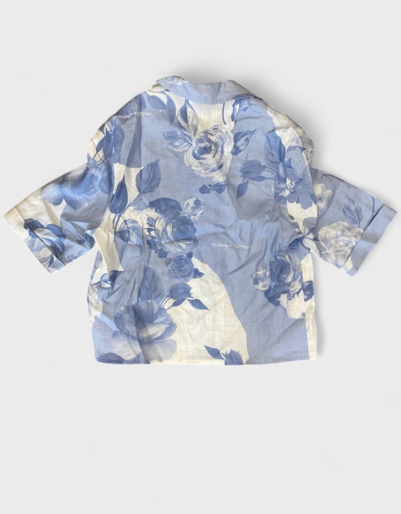 Staff Flowers Linen Shirt Blue