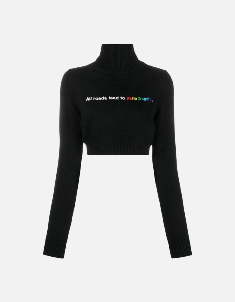 All Roads Cropped Turtleneck Jumper Black