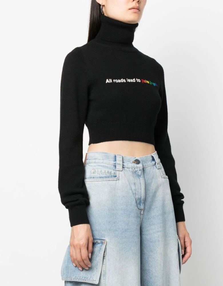 All Roads Cropped Turtleneck Jumper Black