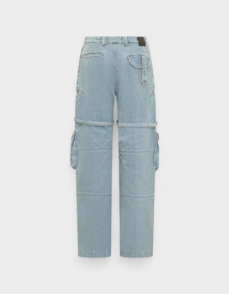 Bleach Cargo Pocket Over Pant Light Denim