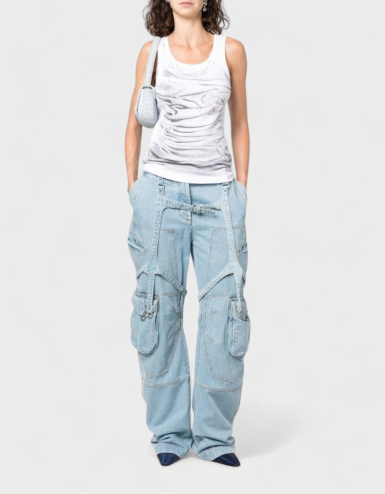 Bleach Cargo Pocket Over Pant Light Denim