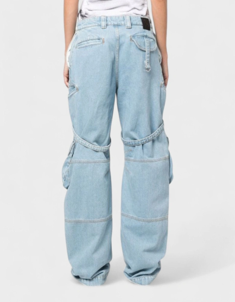 Bleach Cargo Pocket Over Pant Light Denim