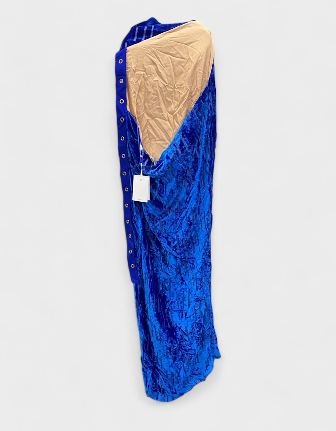 Velvet Shibori Belt Long Dress Blue
