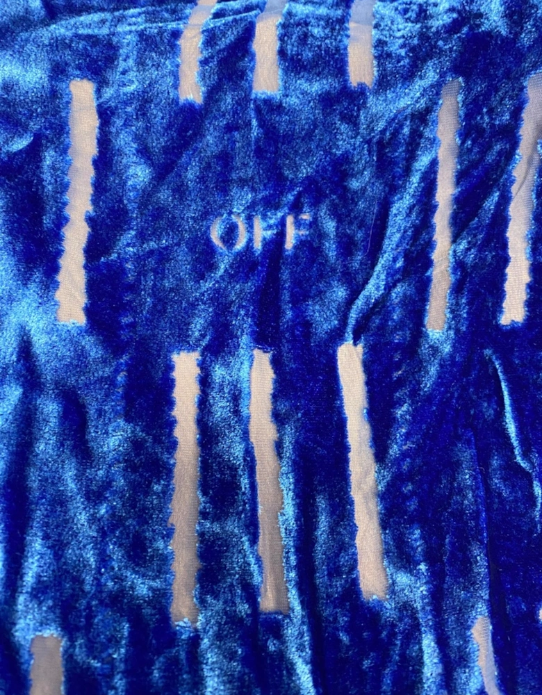 Velvet Shibori Belt Long Dress Blue