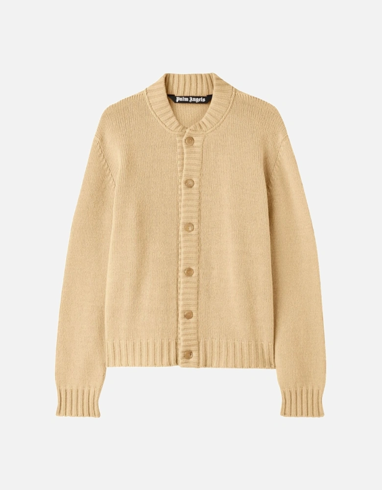 Curved Logo Cardigan Beige