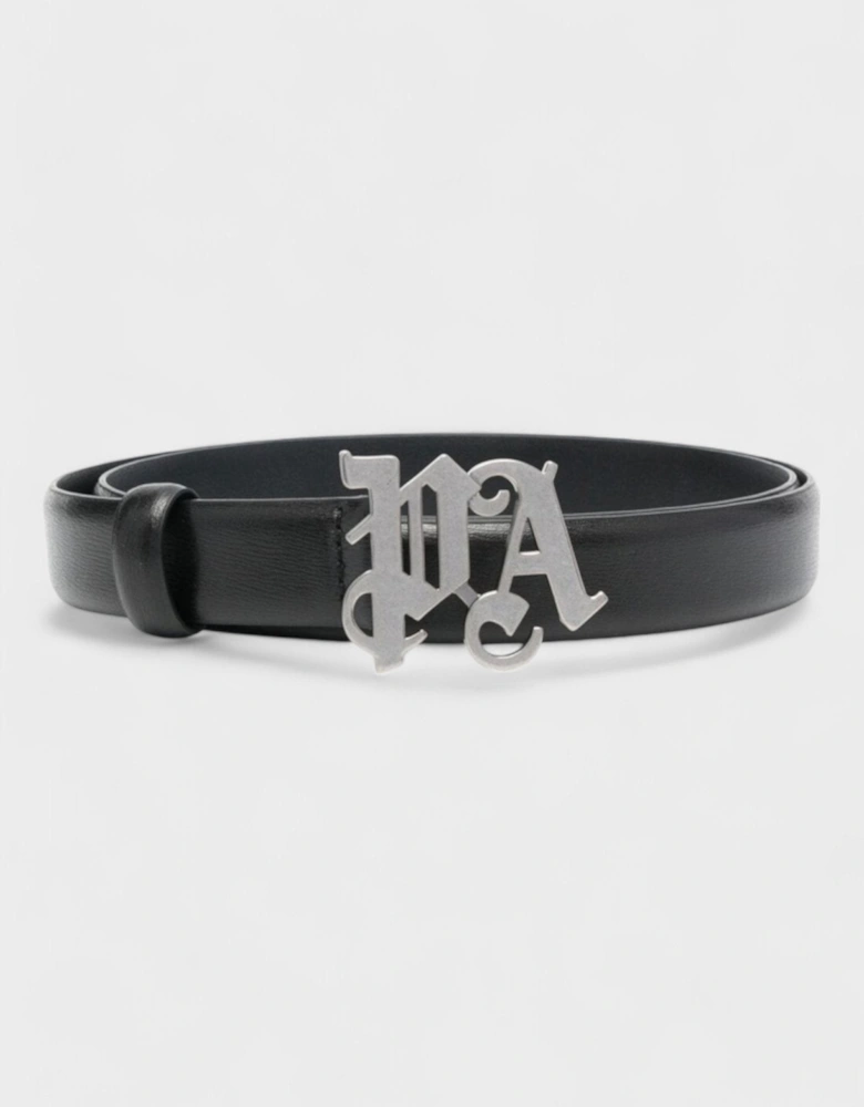 Monogram Caviar Belt Black Silver