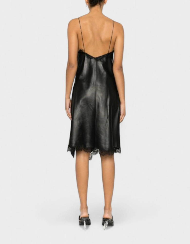 Lace Nappa Slip Dress Black