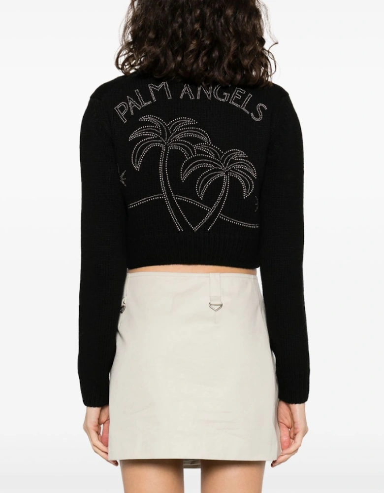 Monogram Studded Zip Sweater Black