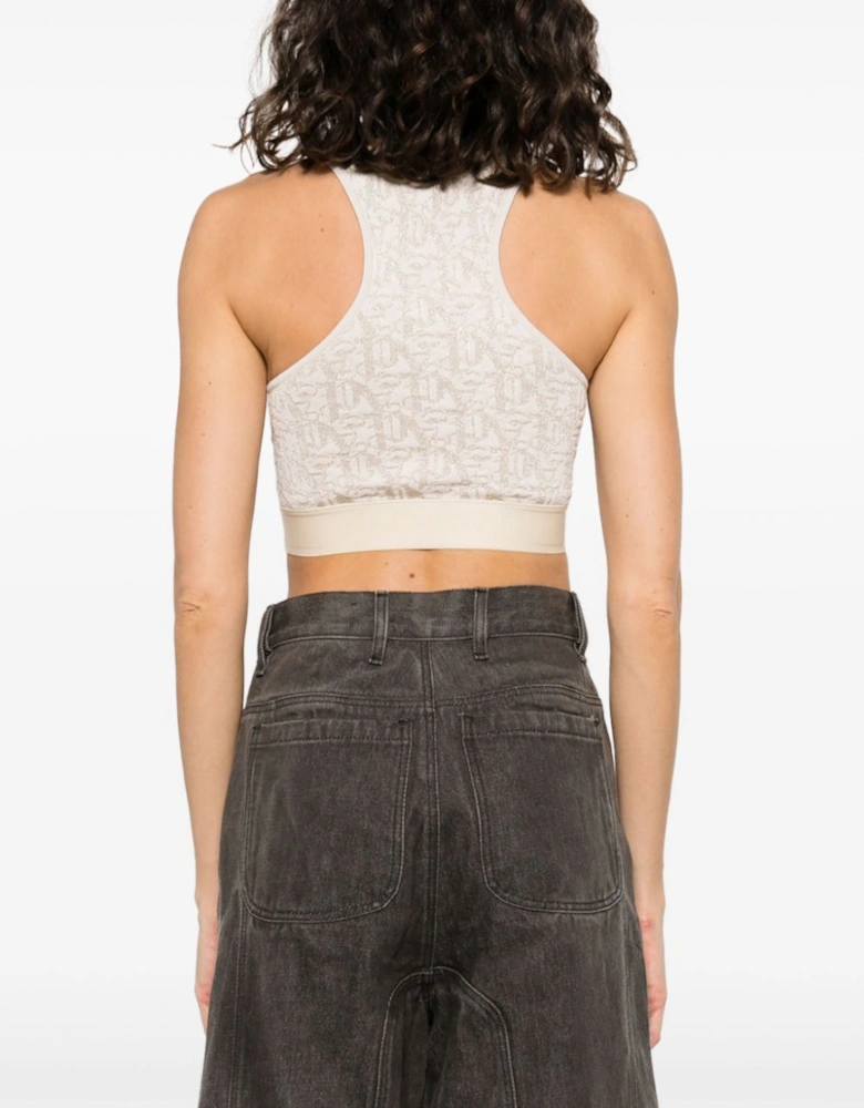 Monogram Jacquard Knit Bra Top Beige