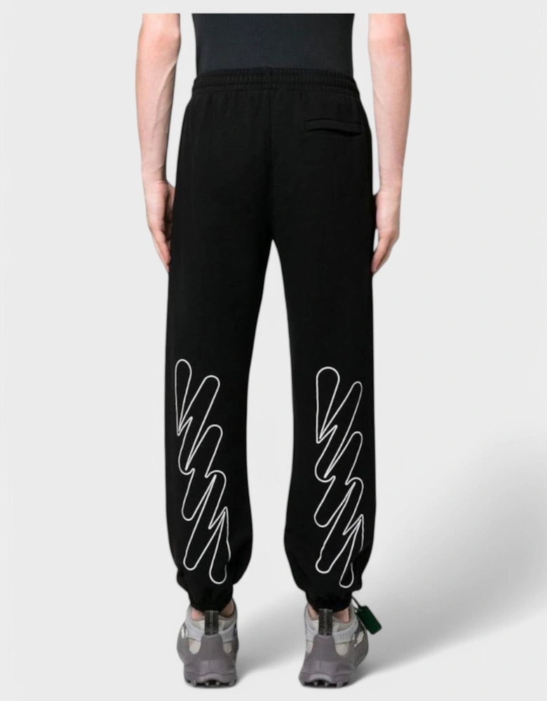 Wave Outline Diag Short Sweatpant Black