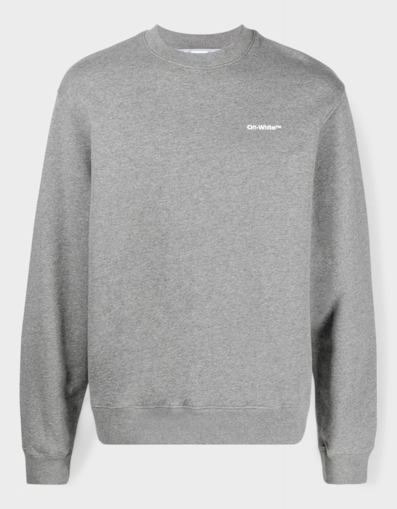 Wave Outline Diag Slim Crewneck Grey/White