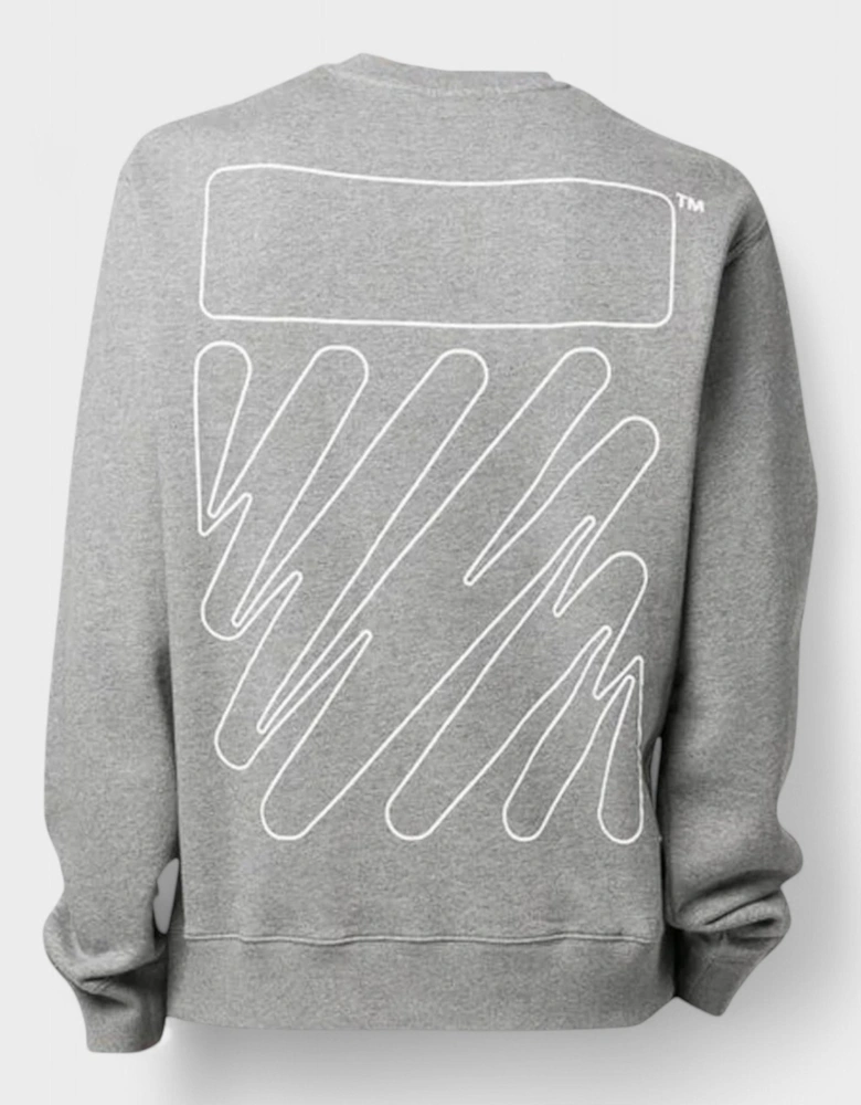 Wave Outline Diag Slim Crewneck Grey/White