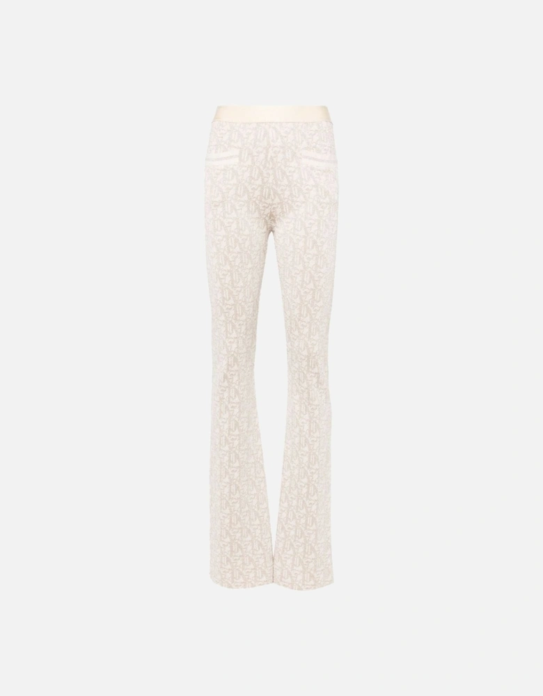 Monogram Jacquard Knitted Trousers Beige