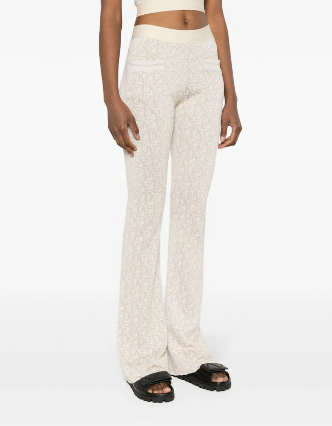 Monogram Jacquard Knitted Trousers Beige