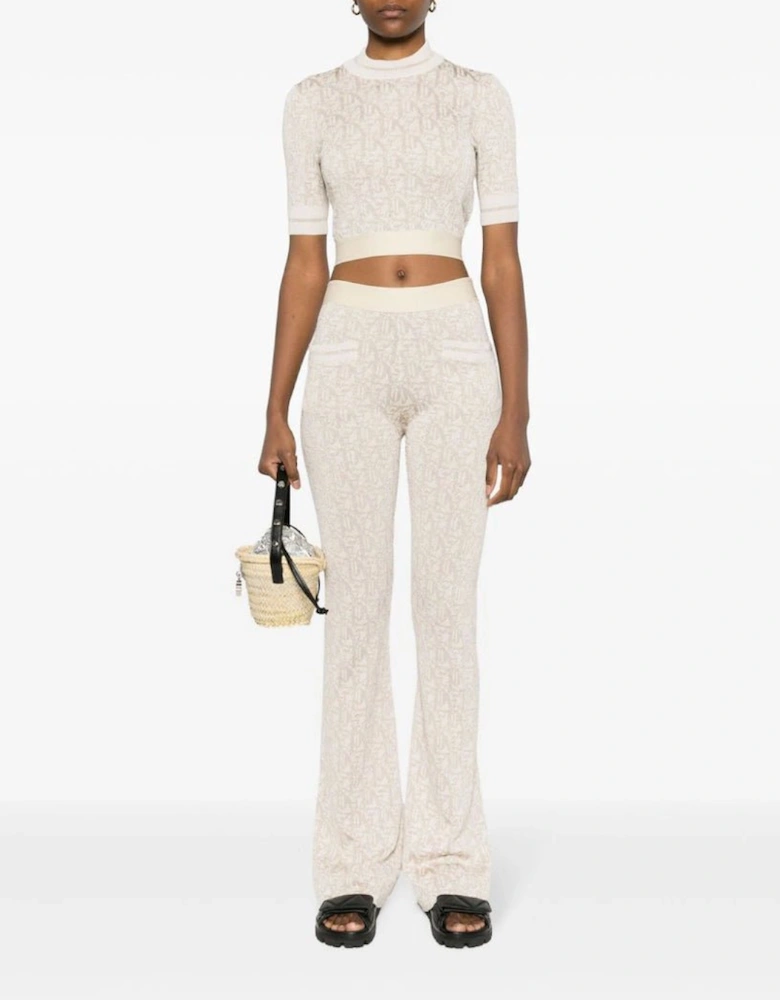 Monogram Jacquard Knitted Trousers Beige