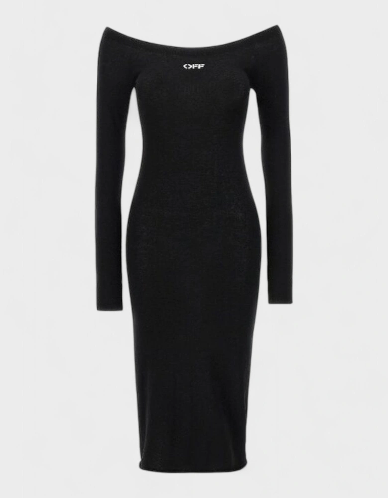 Off Stamp Slick Scoop Mididre Dress Black