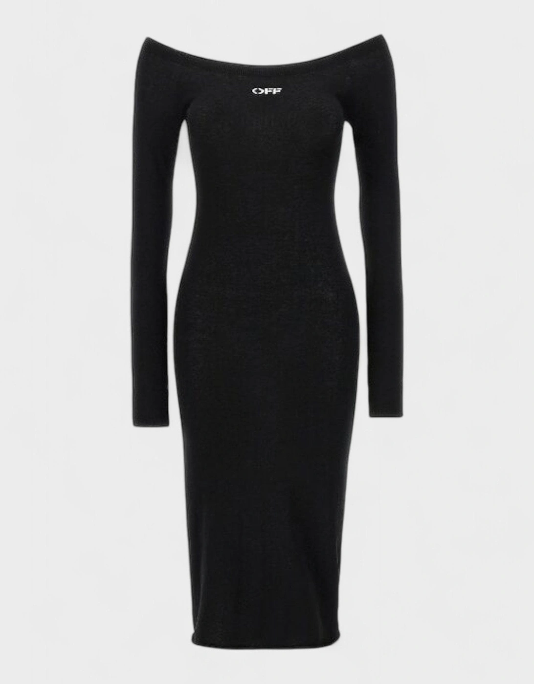 Off Stamp Slick Scoop Mididre Dress Black, 6 of 5