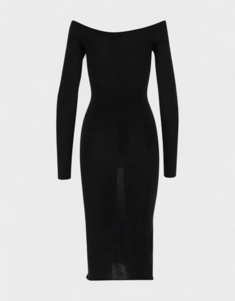 Off Stamp Slick Scoop Mididre Dress Black